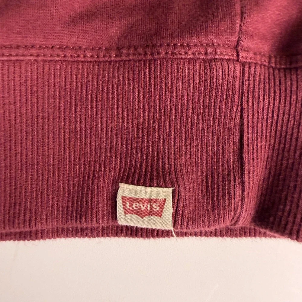 Vintage Levi's Mens L Full Zip Burgundy Maroon Embroidered‎ Logo Full Zip Jacket